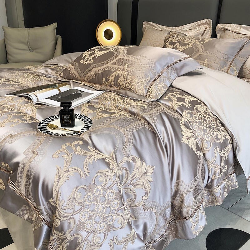 Luxuriöses Damast Bettdeckenbezug Set – 1000 TC Ägyptische Baumwolle