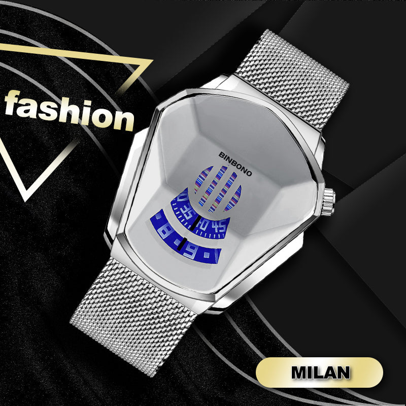 Elegant Men's Quartz Wristwatch with Diamond Surface