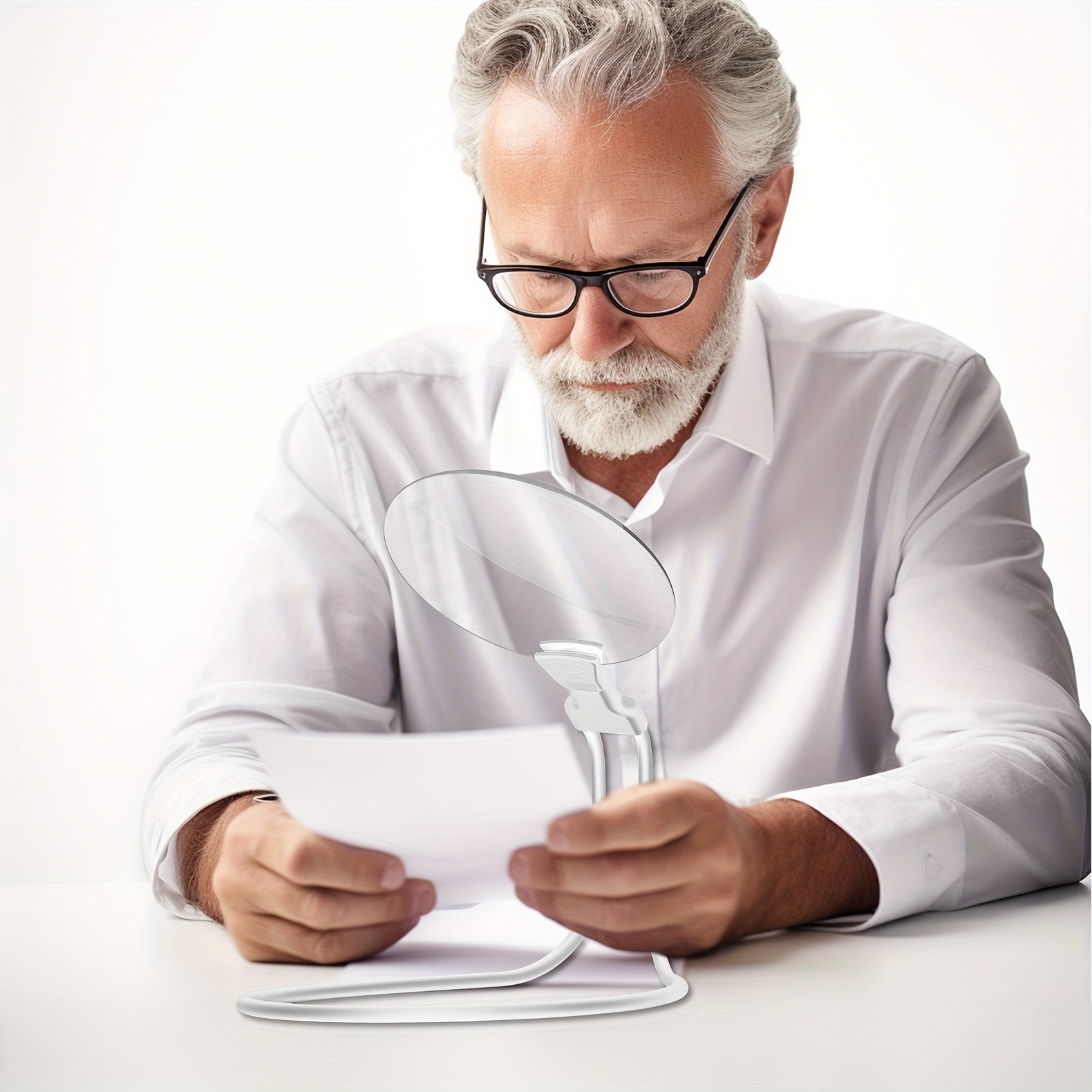 Lichtblick | 5x Magnifying Glass - Adjustable Neck Magnifier for Reading and Handicrafts