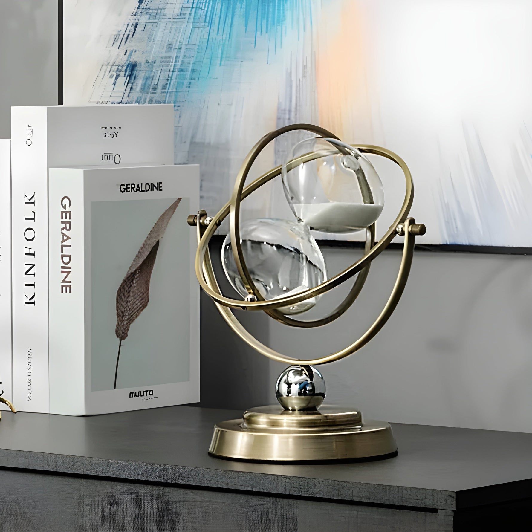 Elegant Hourglass with Gold Frame – Timeless Design for Your Home