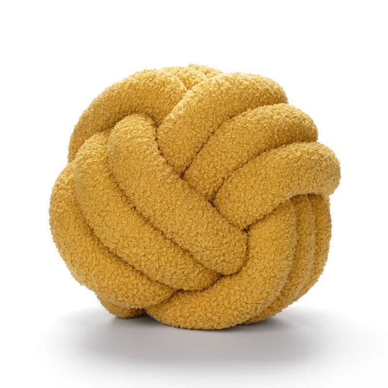 Runder, dekorativer Teddyball aus 100% Wolle – weiches Kissen