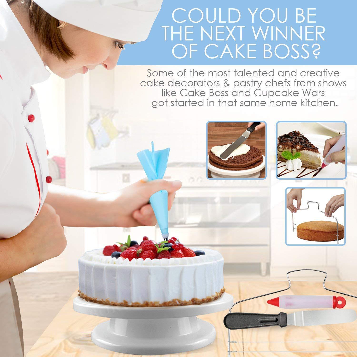 Cake Turntable Set with Spatula for Decoration – Baking Accessories