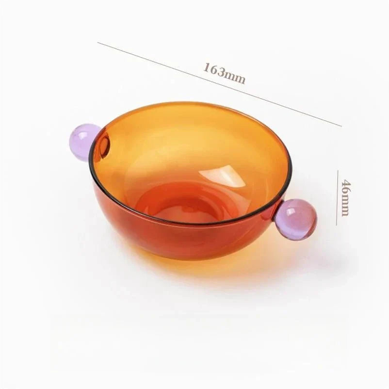 Farbige Glaskugel-Schüssel mit Doppelgriff – Umweltfreundliches Design