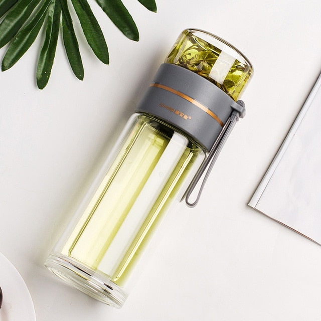 Double-Walled Glass Tea Infuser Bottle – Perfect for On the Go