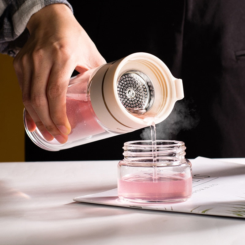 Double-Walled Glass Tea Infuser Bottle – Perfect for On the Go
