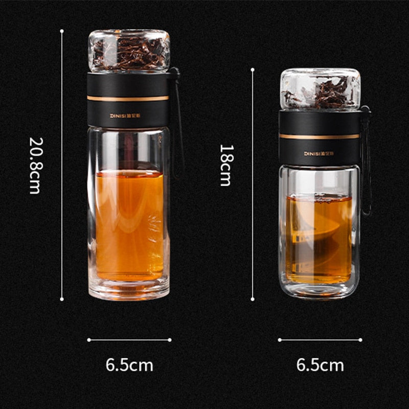Double-Walled Glass Tea Infuser Bottle – Perfect for On the Go