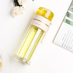 Doppelwandige Glas-Trinkflasche mit Teesieb und Trennbecher