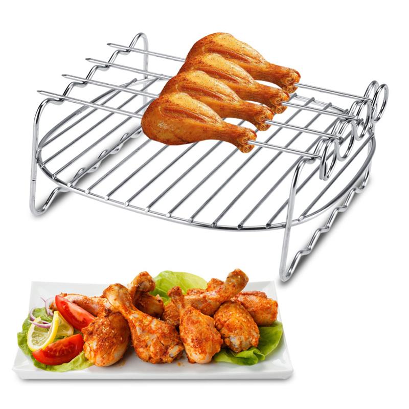 Doppelschichtige Edelstahl-Spieße Grillgestell BBQ-Tablett