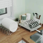 Double Stainless Steel Bowl and Dish Drying Rack for Cleaning