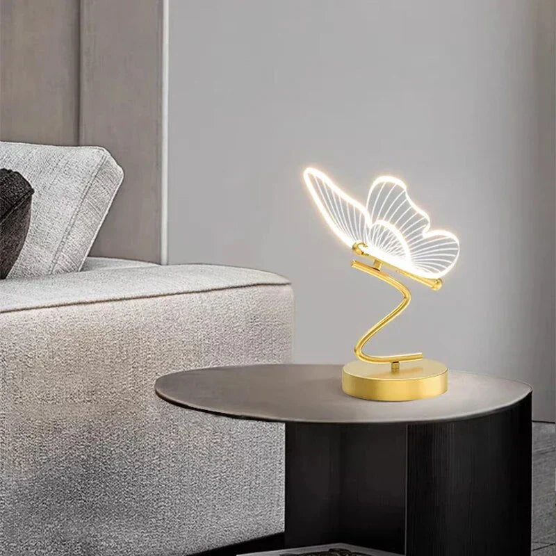Elegant Table Lamp with LED and Acrylic Wings – Warm Light for Your Home