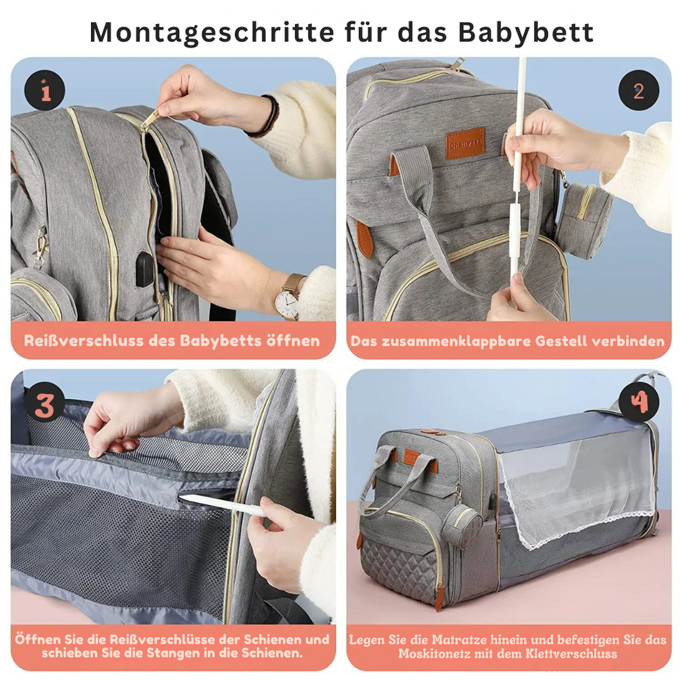 2-in-1 Wickelrucksack für Babys mit integriertem Wickelbett