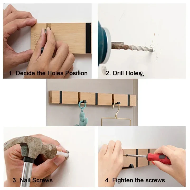 Wooden coat rack with hidden coat hook