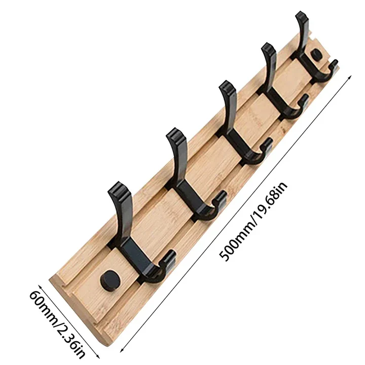 Holz-Wandgarderobe mit schwenkbaren Haken