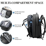 Travel backpack with vacuum function