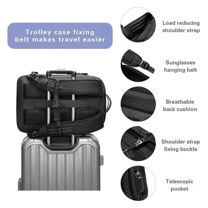 Travel backpack with vacuum function