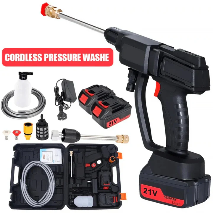 Cordless pressure washer with two batteries for effortless cleaning