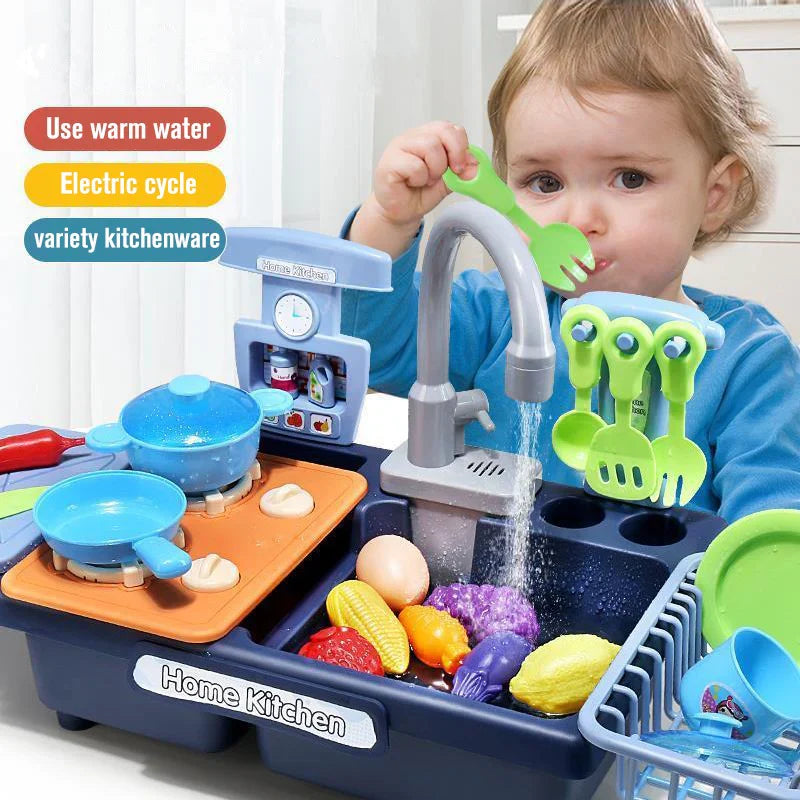 Play Kitchen with Faucet and Cooking Utensils – Interactive Toy