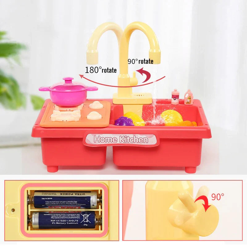 Play Kitchen with Faucet and Cooking Utensils – Interactive Toy