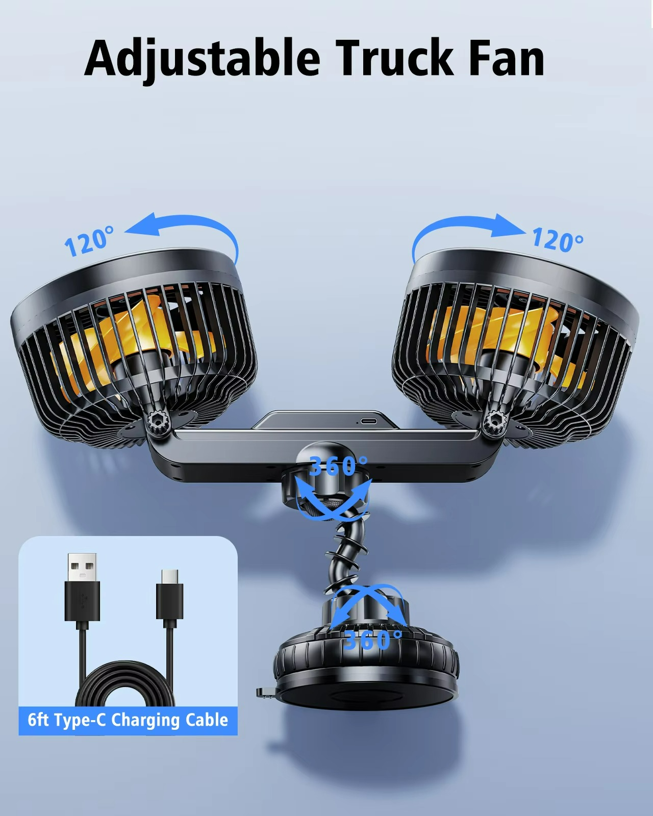 Kraftvoller Kabelloser Fahrzeugventilator mit 4000 mAh Akku