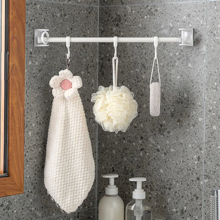 Compact swivel wall shelf with 8 hooks