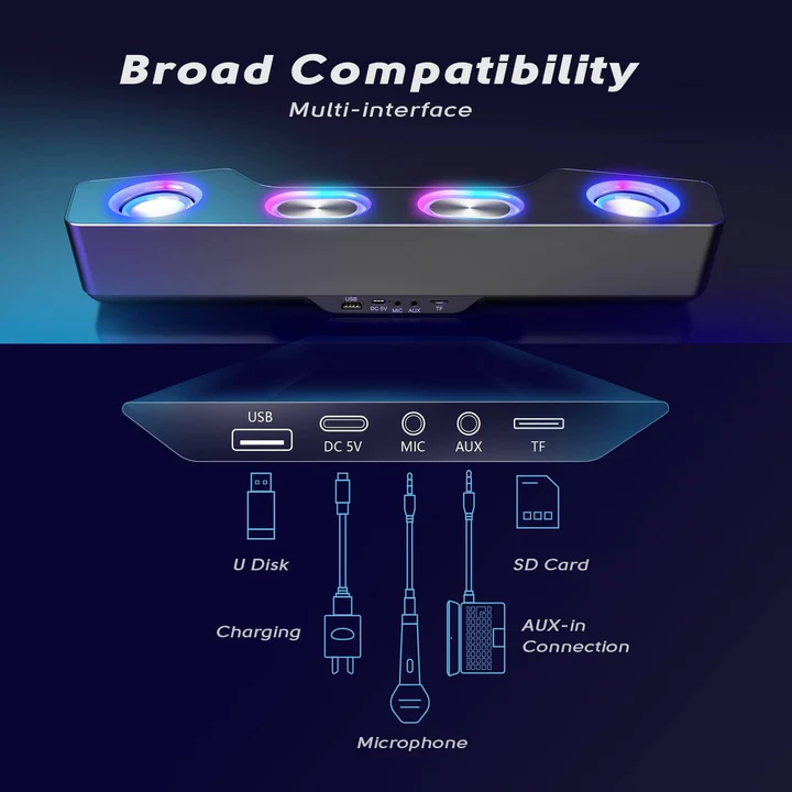 Bluetooth Desktop Speakers with RGB Effects
