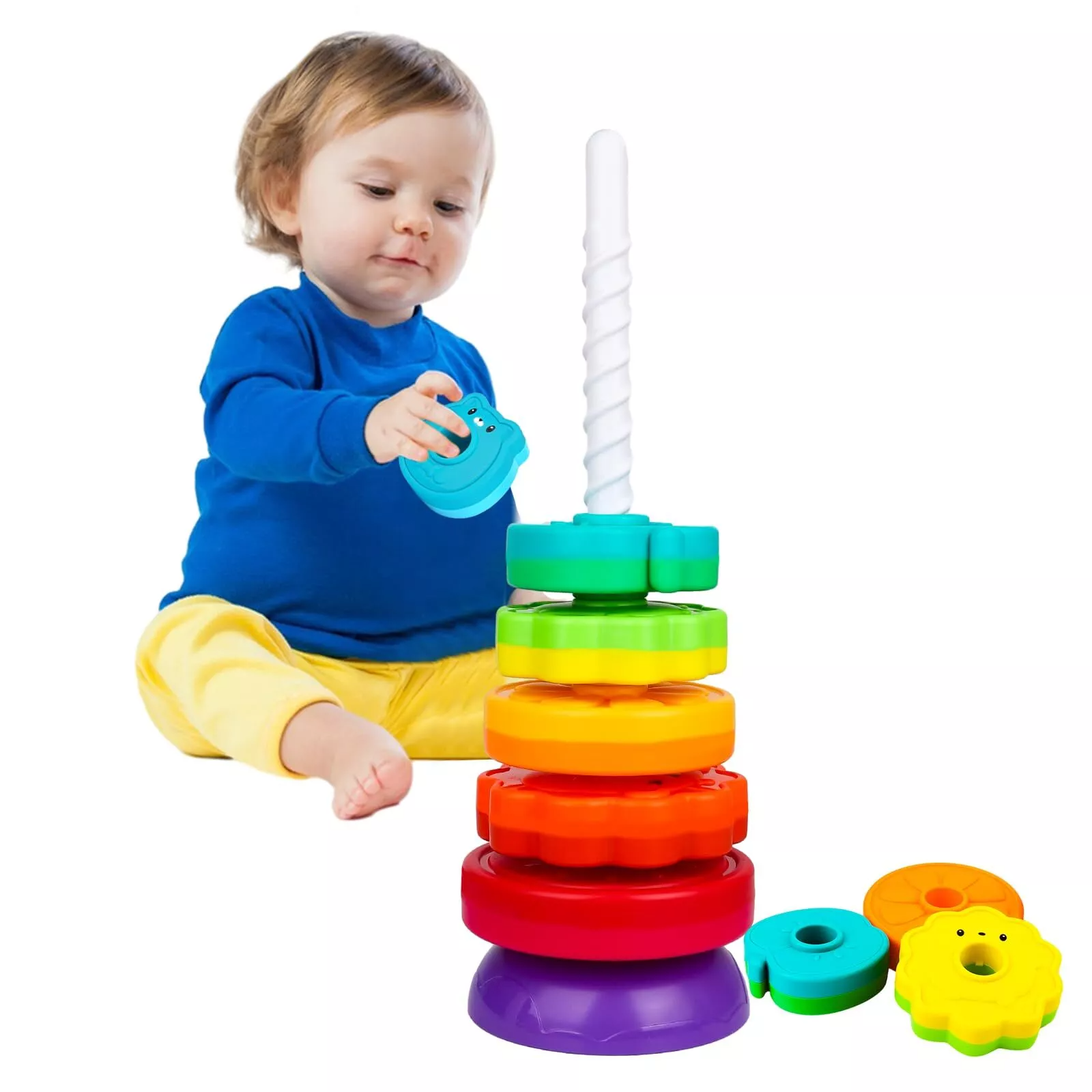 Rotierender Lernspaß | Bunter Stapelturm für Kinder