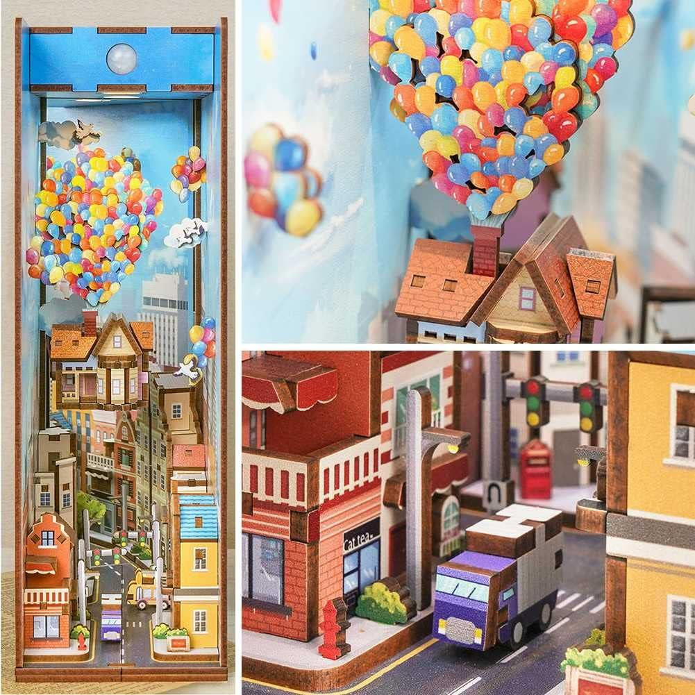 3D-Holzpuzzle Set für DIY-Bücherregal-Ecke