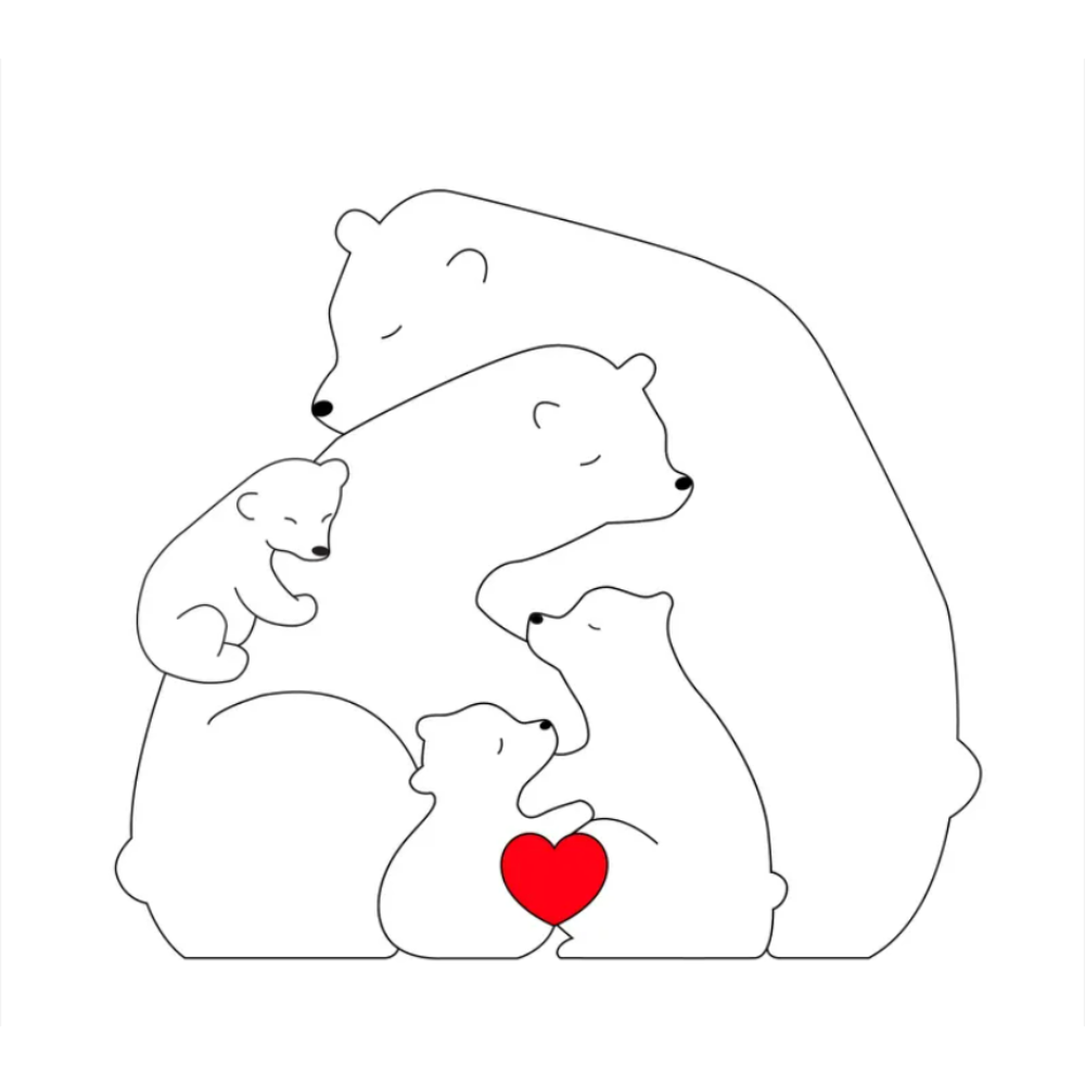 Personalizable Wooden Puzzle with Bear Motifs for the Family