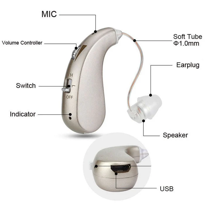 Bluetooth Hearing Aid with USB Charging