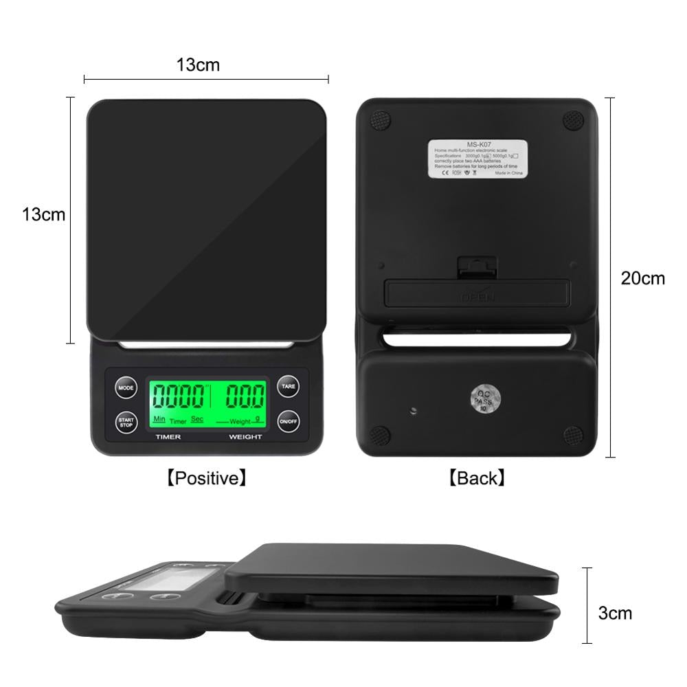 Digital Kitchen Scale with Timer - Portable Coffee Scale