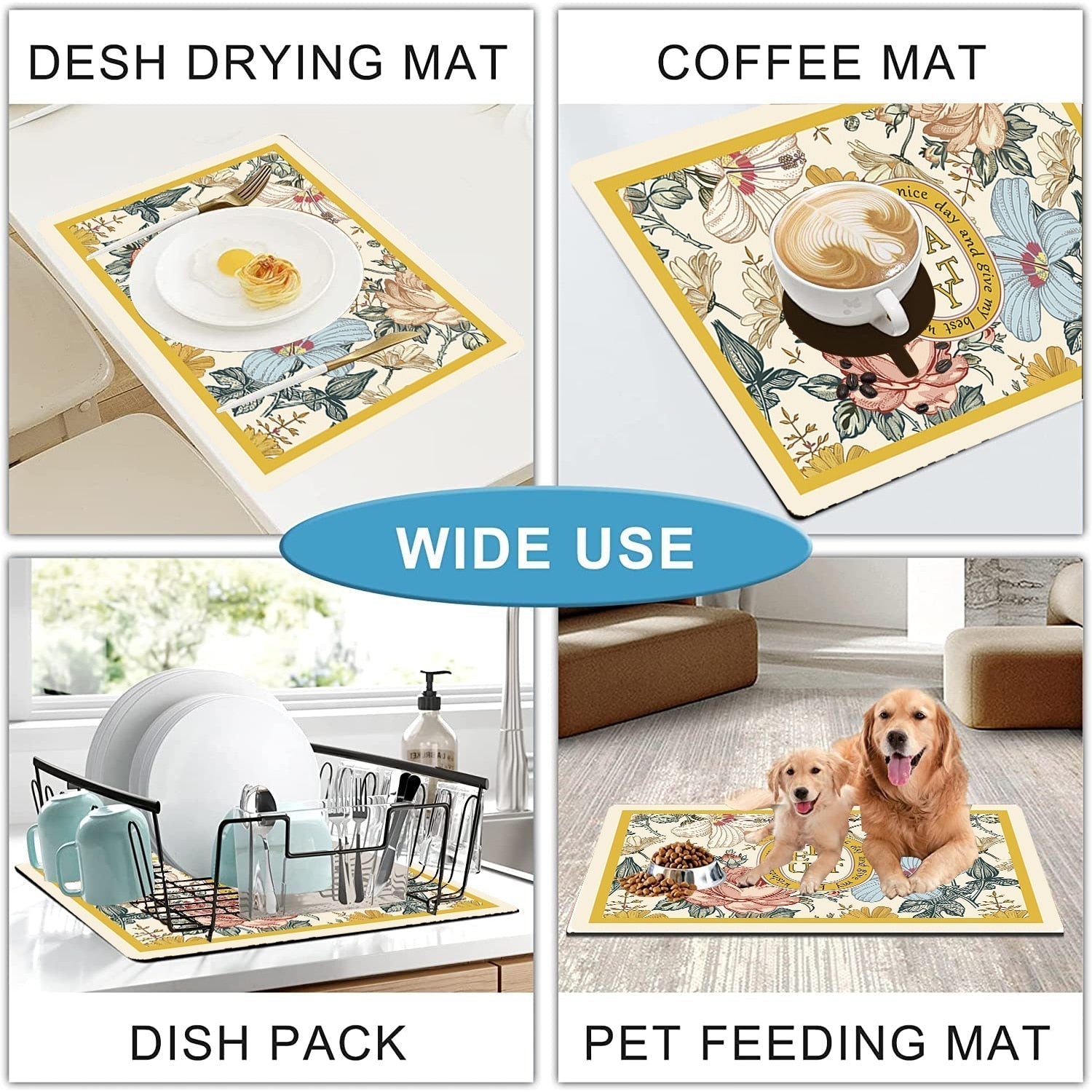 Drying mat for kitchen counter - Rubber mat for coffee accessories