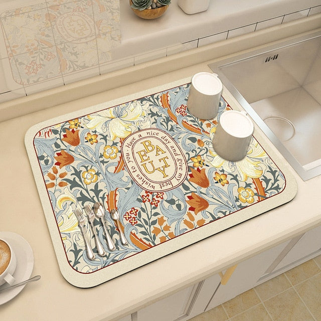 Drying mat for kitchen counter - Rubber mat for coffee accessories