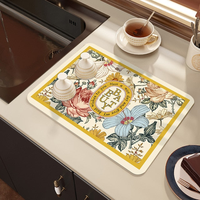 Drying mat for kitchen counter - Rubber mat for coffee accessories