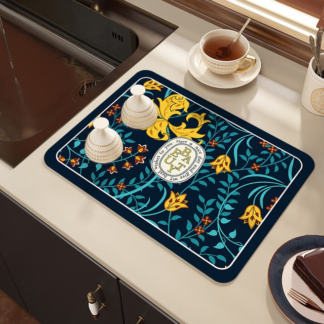 Drying mat for kitchen counter - Rubber mat for coffee accessories