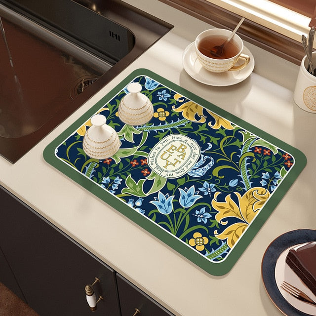 Drying mat for kitchen counter - Rubber mat for coffee accessories