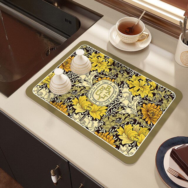 Drying mat for kitchen counter - Rubber mat for coffee accessories