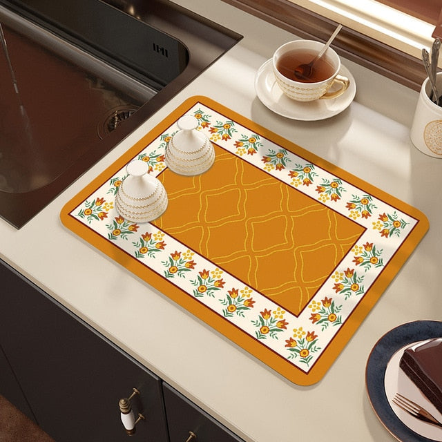 Drying mat for kitchen counter - Rubber mat for coffee accessories