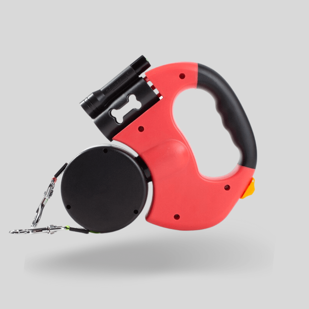 DuoLeash Double Dog Leash - Retractable, Tangle-Free with Flashlight