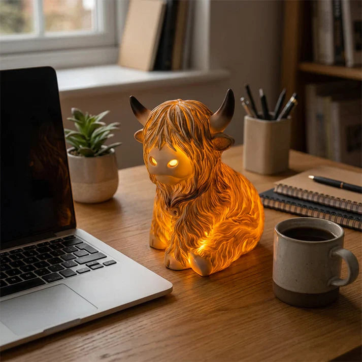 Cute Highland Cow Night Lamp made of high quality resin