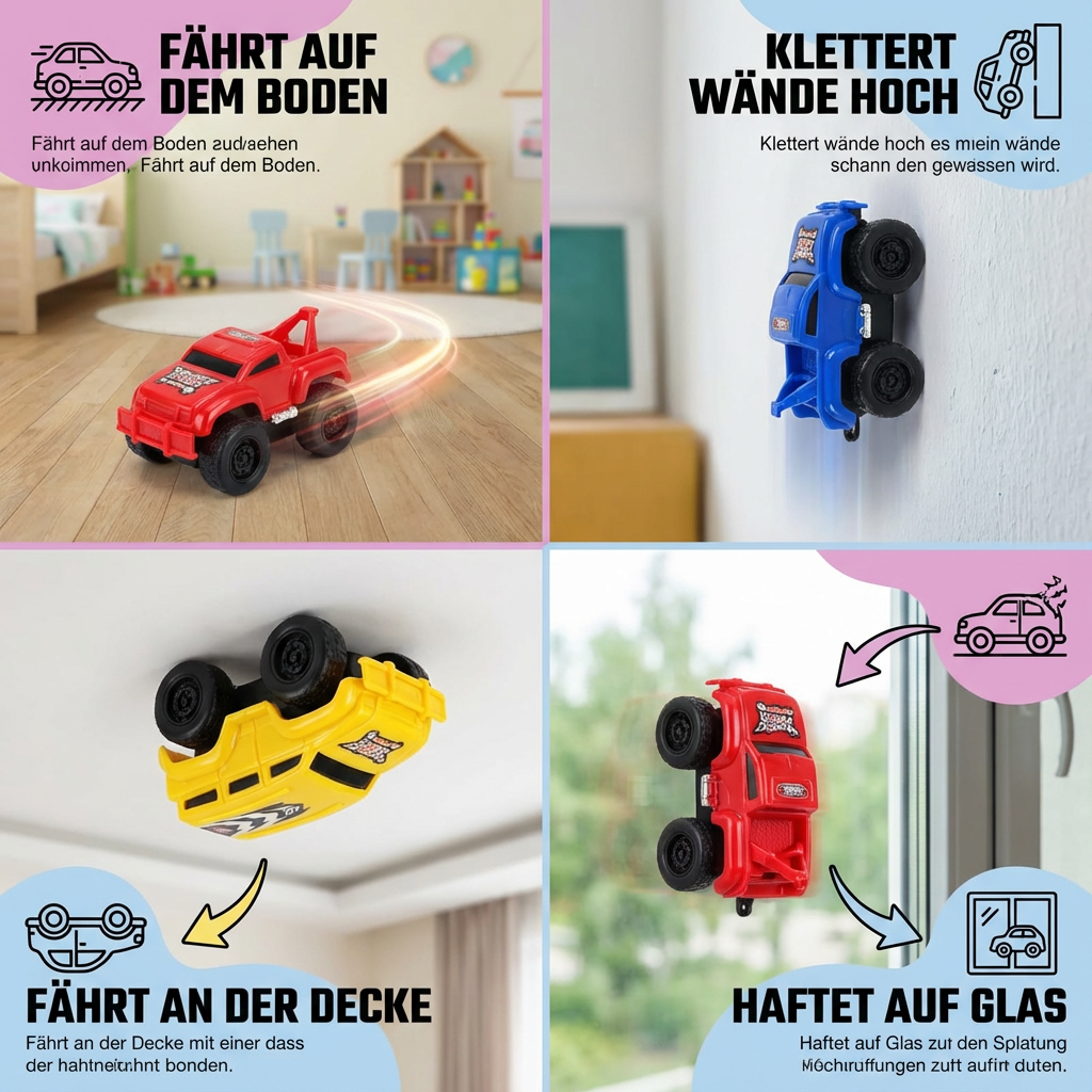 Climbing cars with magnetic wall function