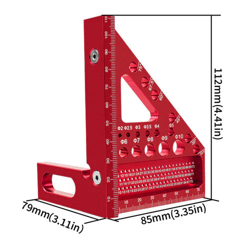 Präziser Aluminium-Winkel mit Bohrleitungsöffnungen – 90° und 45°