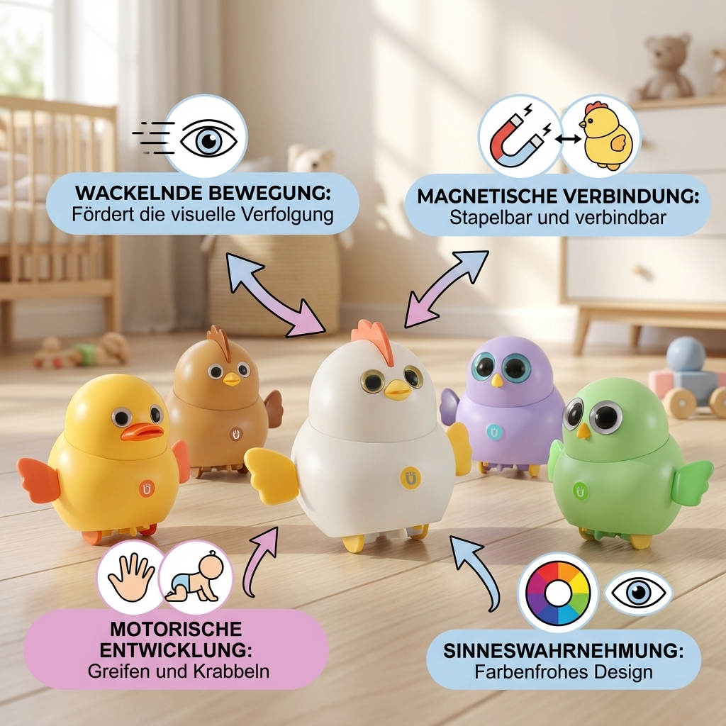 Children's toy with wobbly chicks