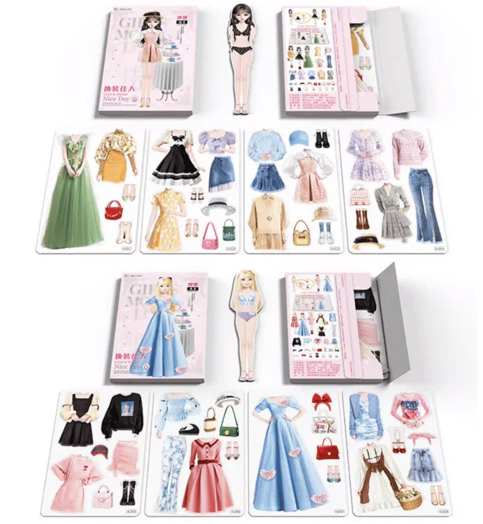Children's playset with magnetic fashion pieces