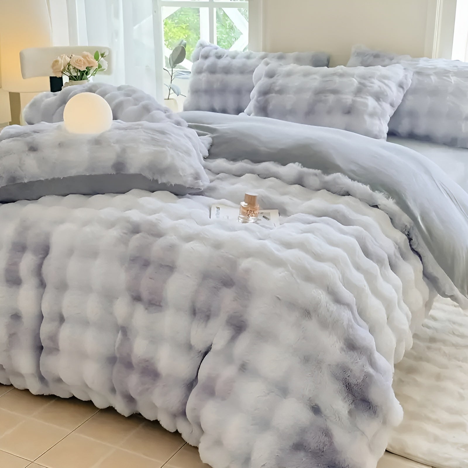 Cozy Plush Duvet Cover Set – Warm and Soft for Autumn & Winter | Reversible Design in Rabbit Fur & Milk Velour