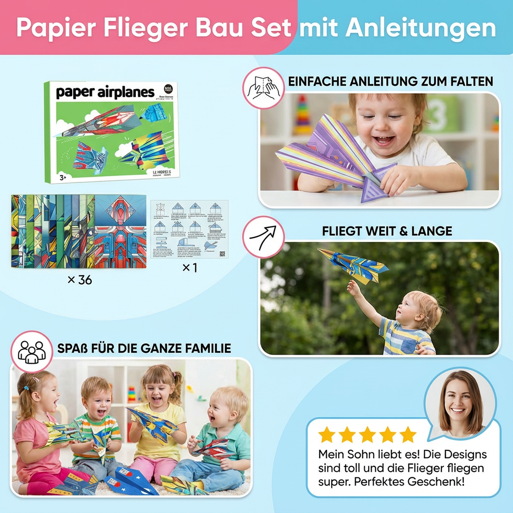 Paper airplane kit including instructions
