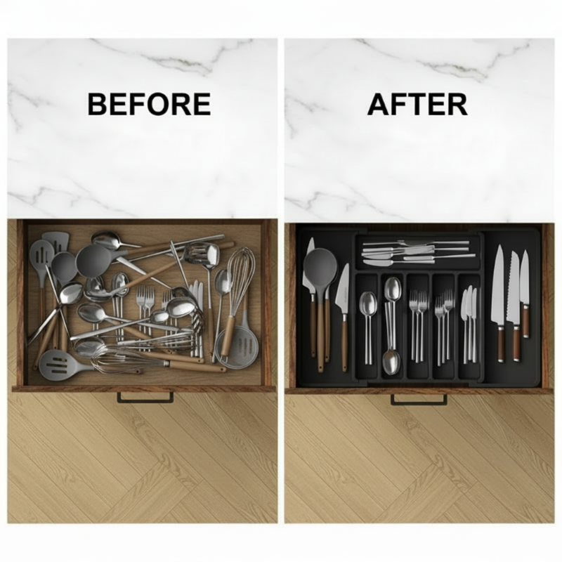 Adjustable Cutlery Drawer Organizer – 33–57 cm