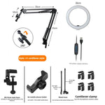Dimmable LED Ring Light with Flexible Arm and Smartphone Holder | 3 Light Modes & USB-Powered | Ideal for Live Streams, Videos, and Selfies