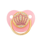 Luxury Design Pacifier with Rhinestones and Crown Details – Gold