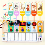 Wooden musical early learning toy with keys and lights