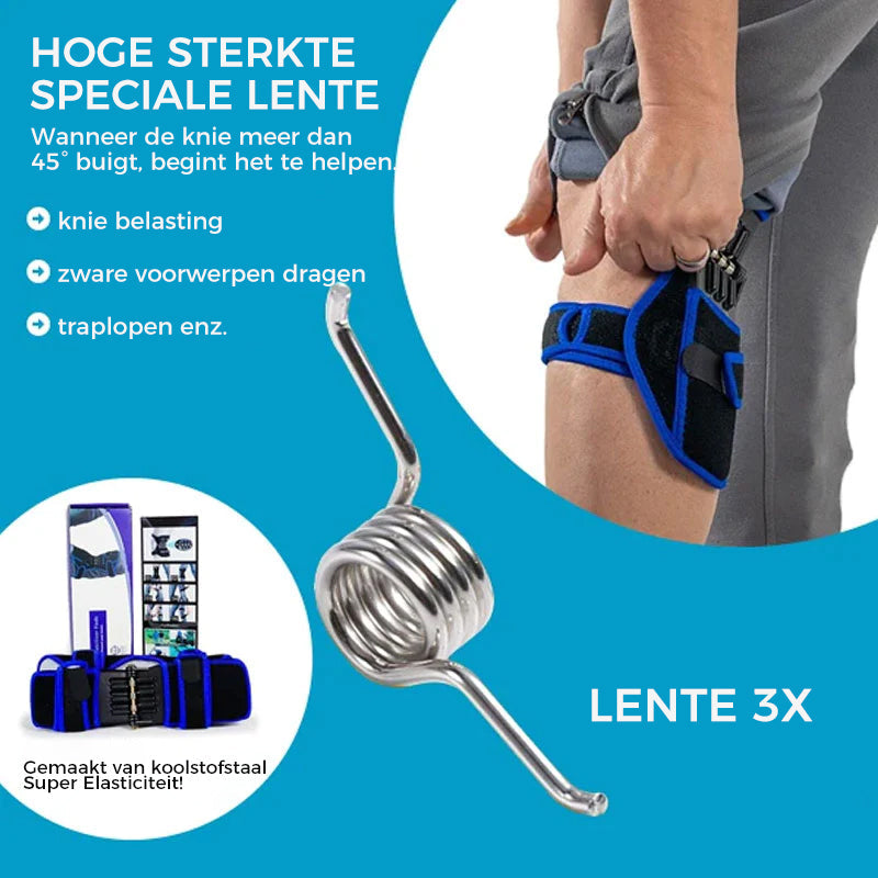 Knee brace with spring support for optimal stability